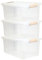 Aufbewahrungsboxen mit Deckel 5L und 9L, Plastik Boxen stapelboxen transparent mit Klickverschluss, Lebensmittelecht stapelbar & HLKauf-Block (3x 9 Liter-Box & 1x HLKauf-Block)