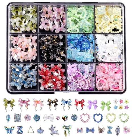 MIRKUZI Strasssteine für Nägel,Nagelschmuck Set Pearl Moon Love Resin Nagelschmuck (A6)