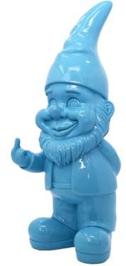 meindekoartikel Mittelfinger Zwerg - Gartenzwerg zeigt Stinkefinger Nachbars liebling Deko-Figur - Höhe 38 cm (Blau)