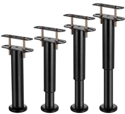 lzijun 4 Pcs Pied de Lit Sommier a Lattes, Pieds de Lit Réglable 18-32 cm, Pied de Sommier à Lattes, Metallique Support Pieds de Meuble Réglables pour Table Chaise Armoires Canapé Jambe
