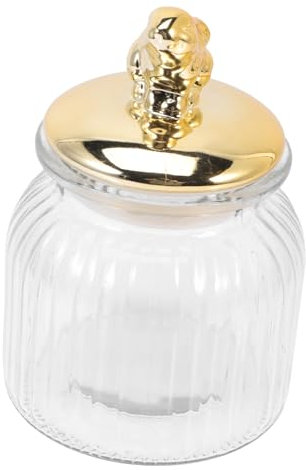 HOLIDYOYO Bunny Ear Glasbehälter Mit Deckel Dekorativer Aufbewahrungsglas Für Süßigkeiten Und Gewürze Für Küche Und Großes Design Goldener Hase