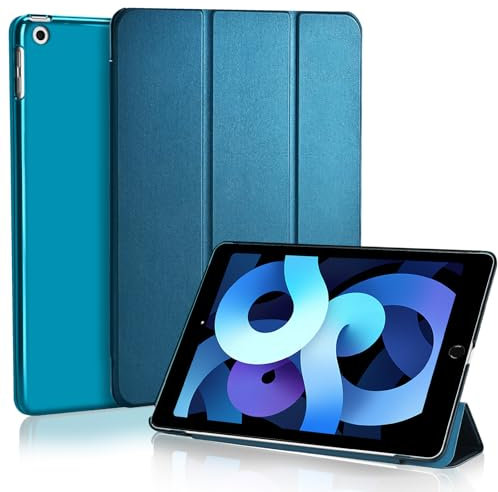 4UBonLife Funda para iPad 9,7 Pulgadas 6.ª/5.ª Generación 2018/2017, Cover Protectora Carcasa Rígida Delgada Ligera con Trasera Translúcido Cubierta para iPad 6/5, Auto Sueño/Estela, Azul Pavoreal