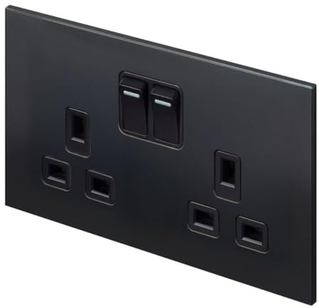 Retrotouch Aura Socket 13A Double DP Switched - Matt Black