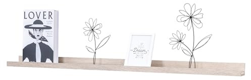 Bilderleiste Eiche gekälkt L110cm MDF Holz Wandregal Schmal Wanddeko Hängeregal Bilderschiene Galerieleiste