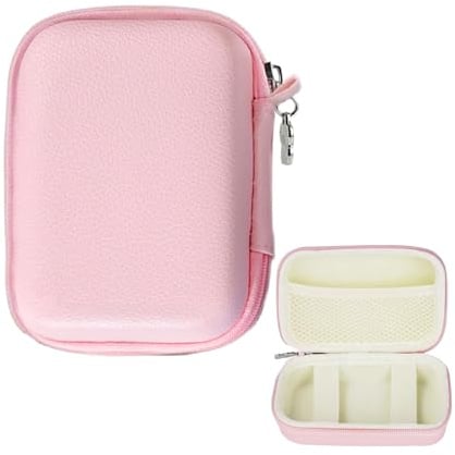 Axvxby Digitalkamera Tasche für Sony/Canon/Panasonic/Ricoh/Casio Kompatible Hartschalen Multifunktional Fotokamera Tasche Mini Retro Aufbewahrungsbox mit Reißverschluss und Mesh Fach (Rosa)