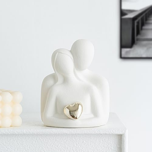 ODMYZG Paar umarmende Statue,Paar-Statue,Abstrakte Figuren,Dekorationsartikel für TV-Schränke,Wohnzimmer und Schlafzimmer.Romantische Geschenke zum Valentinstag,Jahrestag,Geburtstag (Weiß A, M)