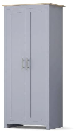 AFN Home Country Style 3 Piece Bedroom Set - Wardrobe Chest Bedside Grey on Oak (3 Piece Set) (Grey on Oak)