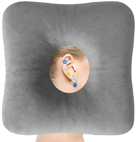 Alyxen Piercing Kissen mit Loch, Donut Kissen Für Ohr gegen Ohrenschmerzen, Ohrkissen Sleepingring für Seitenschläfer zur Schmerzlinderung im Ohr, Piercing Pillow, Kopfkissen (Grau)