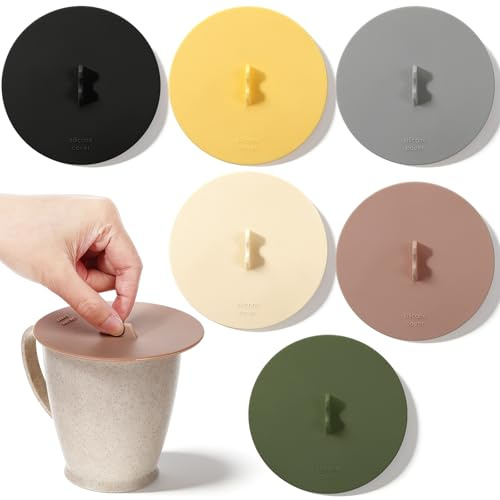 6 Pcs Silicone Lids for Cups, Colorful Silicone Cup Covers, Food Grade Seal Cup Covers, Universal and Reusable for Mugs, Tea, Coffee Cup(3.94 Inch)