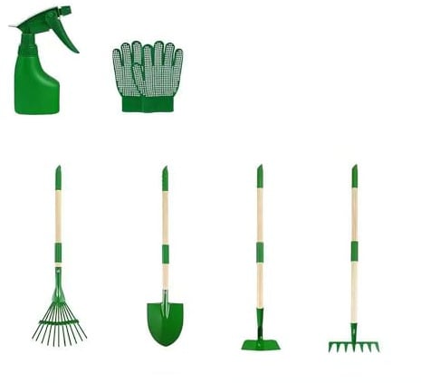 7er Pack Finish Kinder Gartengeräte Set Mit Schaufel Rauferei Hacke Und Mehr Für Sicheres Grünes Spielen Freien. Umweltfreundliches Gartenset