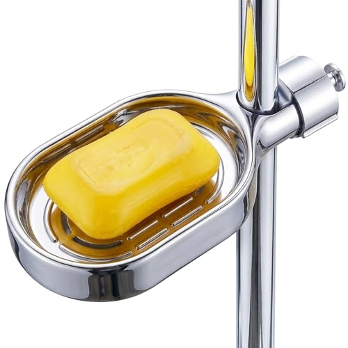 Shower Rail Soap Dish, Twist-on Bathroom Soap Holders | Secure Adjustable Rust-proof Soap Tray for Shower Pole