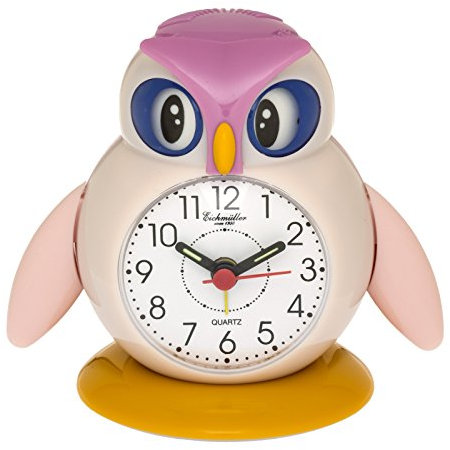 Eichmüller Kinderwecker Eule Analog Wecker mit Alarm Snooze Licht (Rosa) 9848-02