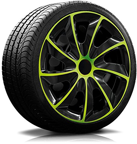 15 Zoll RKK02 Multi-Color Line (Schwarz-Grün) Radkappen/Radzierblenden 4 Stück