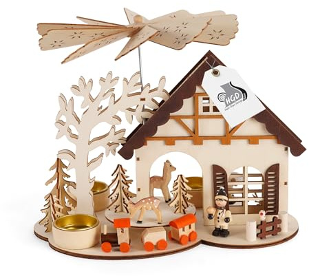 HGD CP08-21616 Weihnachtsdekoration, Holz, Braun/Weiß, groß