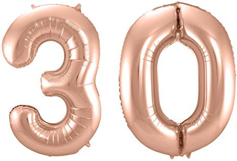 Folat 800167 - Folienballon - Zahl 30 - rosegold - ca. 86 cm hoch