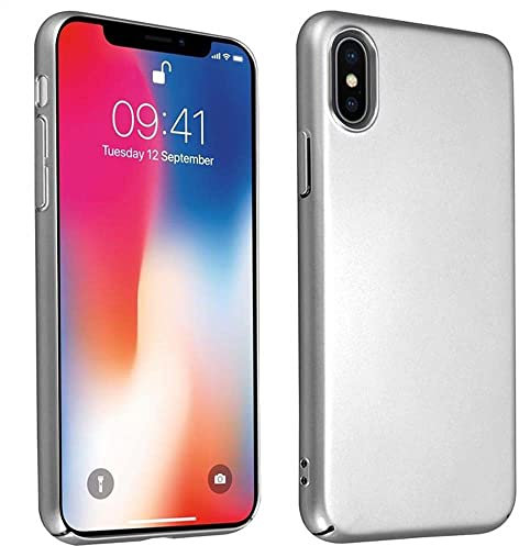 cadorabo Case works with Apple iPhone X/XS in METAL SILVER - Shockproof and Scratch Resistent Plastic Hard Cover - Ultra Slim Protective Shell Bumper Back Skin