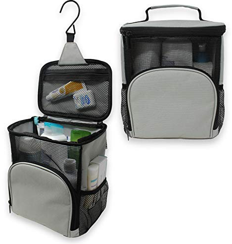 Kulturbeutel zum Aufhängen – Kulturbeutel, Waschtasche Herren, extra groß, schnell trocknend, wasserabweisend mit Metallhaken - Kulturbeutel zum Aufhängen für Sport und Reisen (Grau)