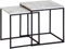 FineBuy Design Beistelltisch 2er Set Marmor Optik Weiß, Couchtisch 2 teilig Tischgestell Schwarz, Kleine Wohnzimmertische, Moderne Satztische