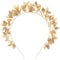 minkissy Leaves Headband Greek Headband Goddess Costume Accessories for Wedding Pageant Birthday Women Miss (Golden) Gold Headpiece Gold Leaf Hair Band