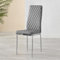 Furniturebox UK Milan Dining Chair - Set of 4 or 6 Chairs - Premium Dining Room Chairs - Contemporary & Luxurious Chrome Hatched Diamond Faux Leather Seats (6x Elephant Grey Chairs)