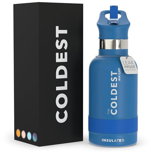 Coldest Insulated Water Bottle with Straw Lid - Stainless Steel Metal Insulated Bottle for Men & Women (Sailor Blue, 12 oz)