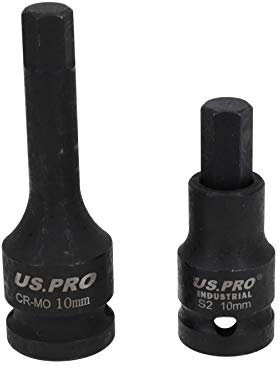 10mm Short (53mm) + Long (78mm) Impacted Hex Allen Key Sockets 1/2 Drive