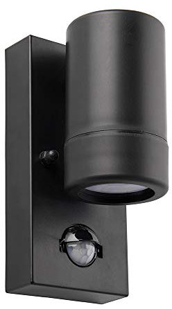 Saxby 81010 Icarus Black Outdoor IP44 GU10 Double Insulated PIR Motion Sensor Up & Down Wall Light