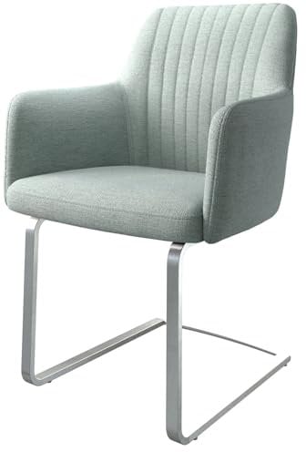 DELIFE Schwingstuhl Greg-Flex Freischwinger flach Edelstahl Stripes Mint Taschenfederkern