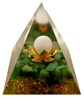 Moonstone Crystal Orgone Pyramid - Nature Reiki Chakra Tower - Flower of Life Crystal Orgonite Healing Chakra Pyramid