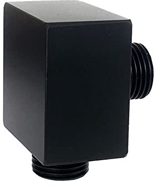 Andreas Dell Wandanschlussbogen 1/2 Zoll – Eckiger Schlauchanschluss WD 1, Schwarz Matt – Wandanschluss für Handbrausen, Hochwertiger Messinganschluss, Badezimmer-Design Armatur