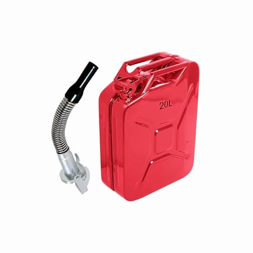 ASC Tanica da 20 litri, con beccuccio flessibile in metallo, per carburante, benzina, diesel, in metallo resistente, con tripla maniglia e tappo di bloccaggio, 20 litri