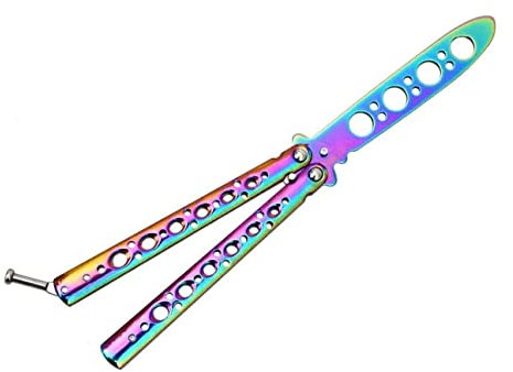 HOIER Couteau papillon d’entraînement, Couteaux Papillons Entrainement De Pratique Darts Martiaux en Acier Inoxydable, Lame Non Tranchante sans Danger, Titanique d'outil d'entraîneur