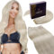 LaaVoo 55cm Tressen Echthaar Extensions Blond Sew In Weave Haarverlängerung Echthaar Doppelt Tressen Blond Remy Haartressen Echthaar Zum Einnähen Platinblond #60 100g