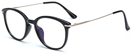 tigratigro Lesebrille Presbypia Anti-Blau- und UV-Licht mit blendfreien Gläsern für Herren und Damen, Runde präsentiert einen modischen Stil, Shiny Black