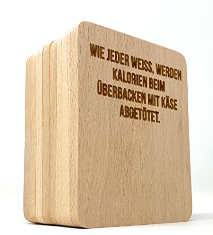 8 Stück Raclette Untersetzer mit Gravur (Kalorien abtöten)