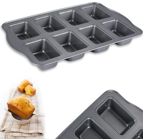 Stampo per 8 Mini Plumcake, Mini Cake Torte Mousse, 36x24x4 cm. Forme Antiaderente da Cucina, teglia da Forno