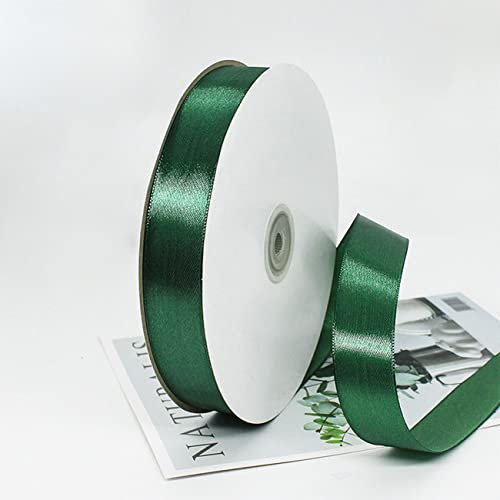Ainmto 91m(100Yards) X 25mm Grün Satinband,Geschenkband Schleifenband Dunkelgrün,Satin Bänder Breit,Stoffband für Hochzeit(1 Rollen)