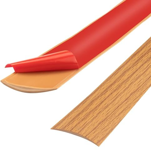 Tira de umbral de PVC de 200cm, tiras de transición de piso, tiras de cubierta de piso laminado, tira divisoria de puerta de piso autoadhesiva (4cm, grano de madera amarillo)