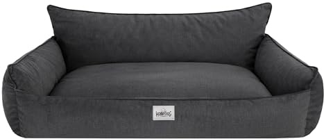 Bjird Hundebett - Hundekorb für kleine mittelgroße & große Hunde - Hundekissen - Hundesofa - Bezug abnehmbar und waschbar - Joker - Größe: L: 106 x 80 cm - Graphit Fancy