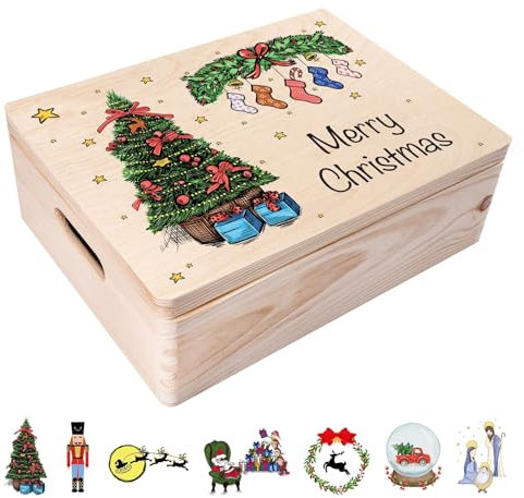 Creative Deco Weihnachtsgeschenke Personalisierte Holzkiste | Personalisiert Wunschtext Weihnachten Geschenke | Dein Eigener Wünsche Text Individuelle Geschenk | Weihnachtsdeko | Für Frauen, Männer