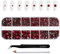 Beadsland Strasssteine für Makeup,8 Größen 2500pcs Kristall flache Rückseite Strasssteine Gesicht Edelsteine für Nägel Handwerk mit Pinzette und Wachsstift,Dunkles Rot,SS4-SS30