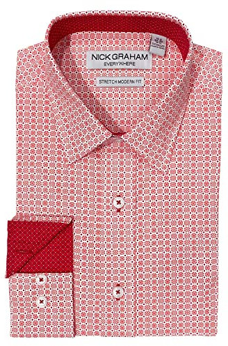 Nick Graham Herren N7gds1358ws Klassisches Hemd, Rot/Ausflug, einfarbig (Getaway Solids), 43 cm-44 cm Hals 91 cm-94 cm Ärmel