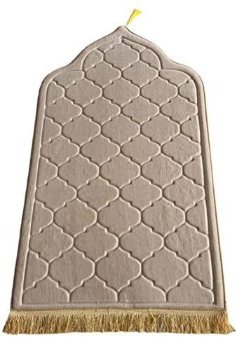 Virtcooy Gebetsteppich 65 X 110 cm - Muslimischer, Rutschfester Flanell-Reise-Gebetsteppich Mit Quasten - Tragbar, Ramadan-Geschenke Für Männer, Frauen, Kinder