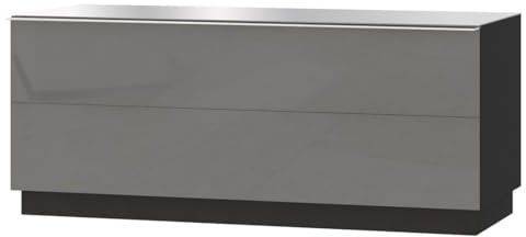 Meublorama Mobile TV 120cm Collezione Zante con 1 Porta. Colore Nero e Grigio Lucido.