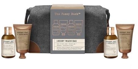 Baylis & Harding The Fuzzy Duck Bergamot, Hemp & Sandalwood Men's Luxury Wash Bag Gift Set - Vegan Friendly