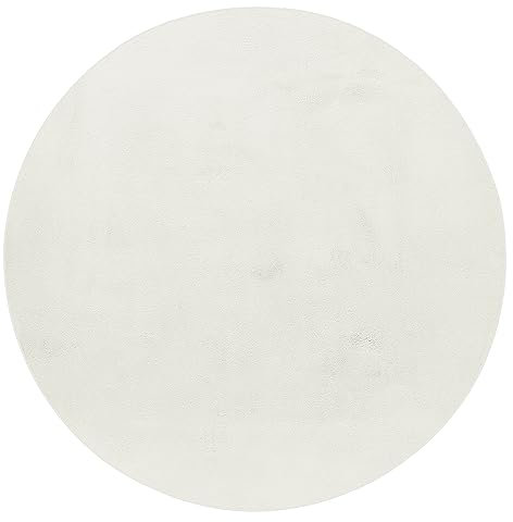 HomebyHome Teppich Wohnzimmer 160 cm Rund Natur Waschbarer Hochflor Flauschiger Teppiche Einfarbig Moderne Design - Küchenteppich Waschbar Shaggy Extra Weich Teppich für Schlafzimmer Kinderzimmer