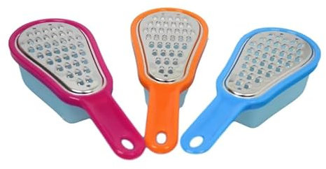 Mini Cheese Grater with Container Stainless Steel Blade Nutmeg Ginger Fruit Vegetable Chopper Clear Tub Detachable Collection Tray Airtight Food Storage Kitchen Shredded Assorted Color