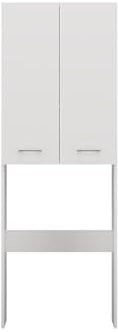 VBChome Waschmaschinenschrank 64 x 30 x 180 cm Weiß 2 Türen Hochschrank Badschrank Regal über der Waschmaschine Badezimmer Praktisch Funktional Waschmaschinenüberbau Weiß