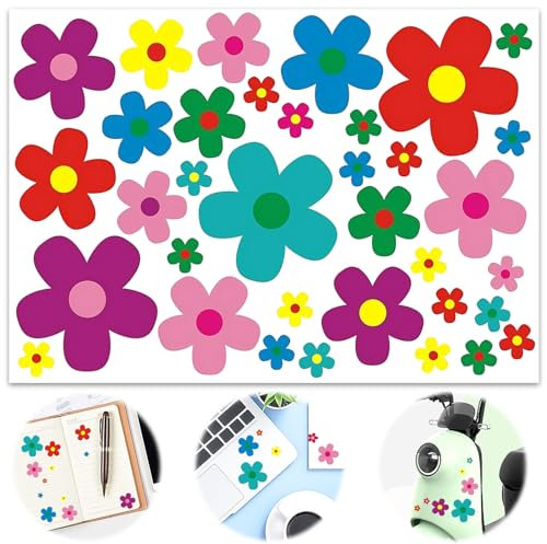 Sticker Flowers, Aufkleber Prilblumen Sticker Fahrrad Aufkleber Bicycle Waterproof Sticker, Sticker Set Flowers Car Sticker for Bicycle Laptop Car Motorcycle Mobile Phone Notebook (Multi-Colour)