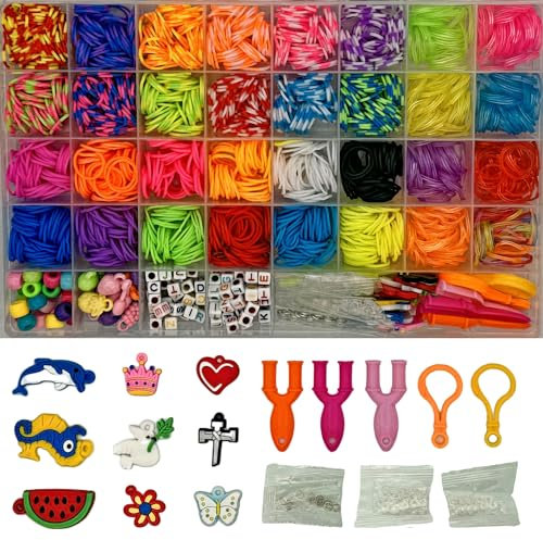 OpenParcel Store Loom Bands 32 Colors, DIY 2500+ Loom Band Kit with S-Clips to Make Gifts for Christmas, Birthday or Any Event
